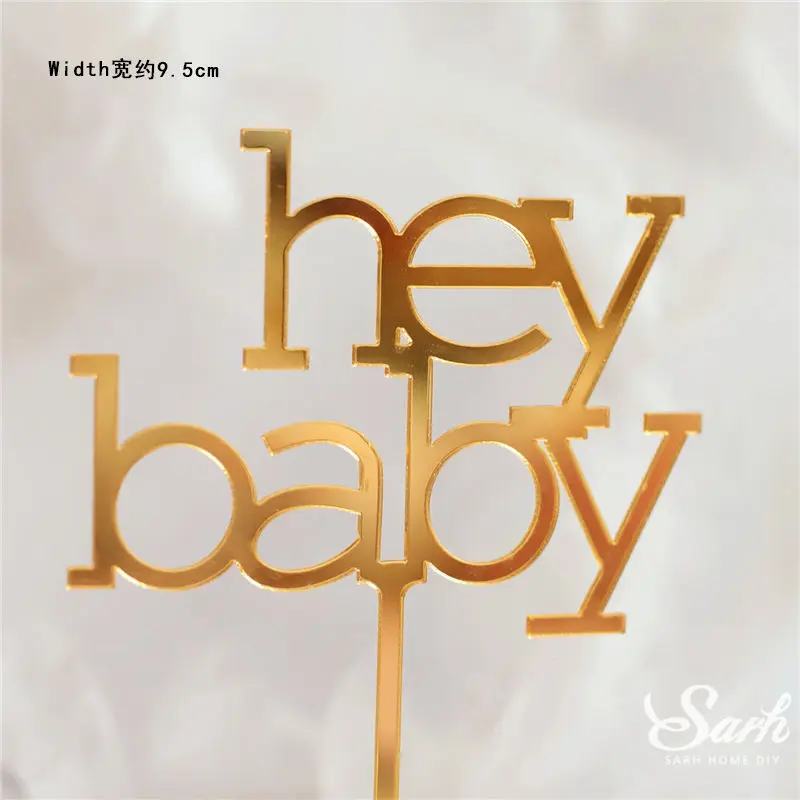 2pc hey baby 2 шт., золотые, розовые, с надписью «Oh Baby», «Happy Birthday», круглые украшения для торта, вечерние украшения, Детские принадлежности для выпечки, подарки на годовщину, любовь - Цвет: 2pc hey baby
