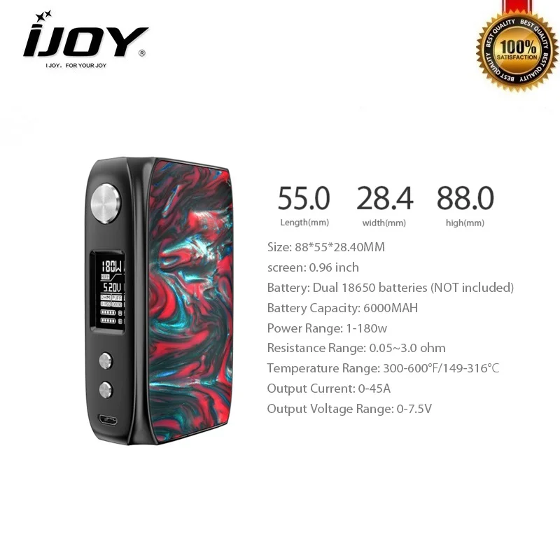 Боксмод iJoy Shogun Univ 180W подходит для испарителя Katana Vape Tank Vaporizer VS Voopoo Drag 2 157W мод