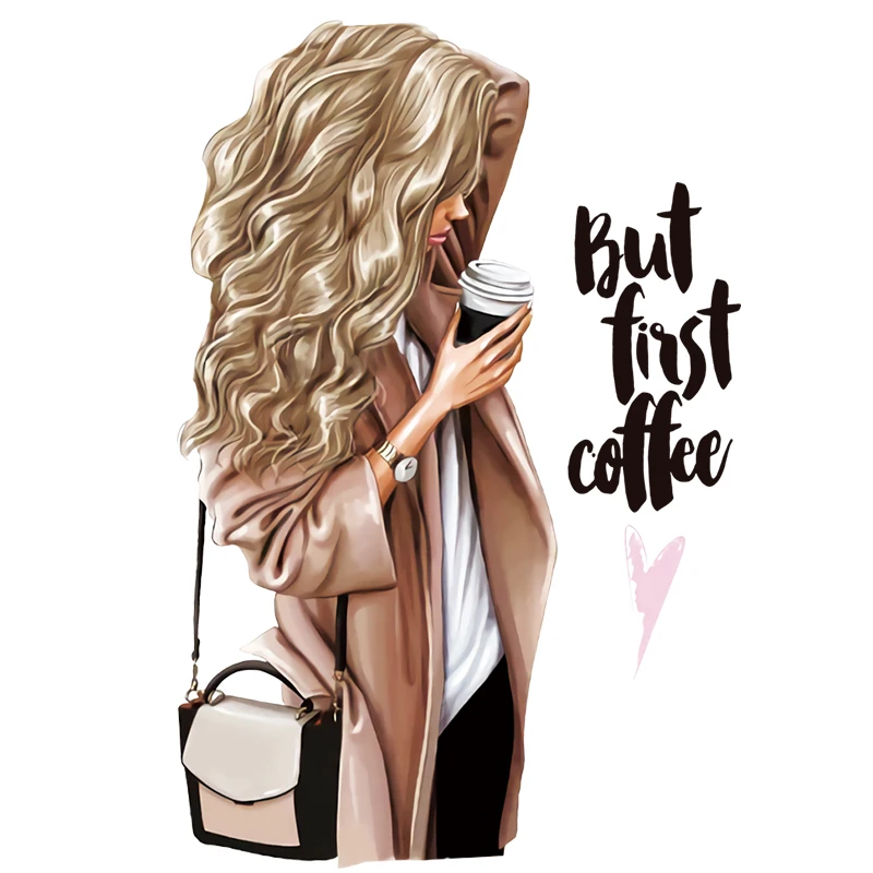 Heat transfer coffee patches DIY clothing auxiliary fabric for clothing