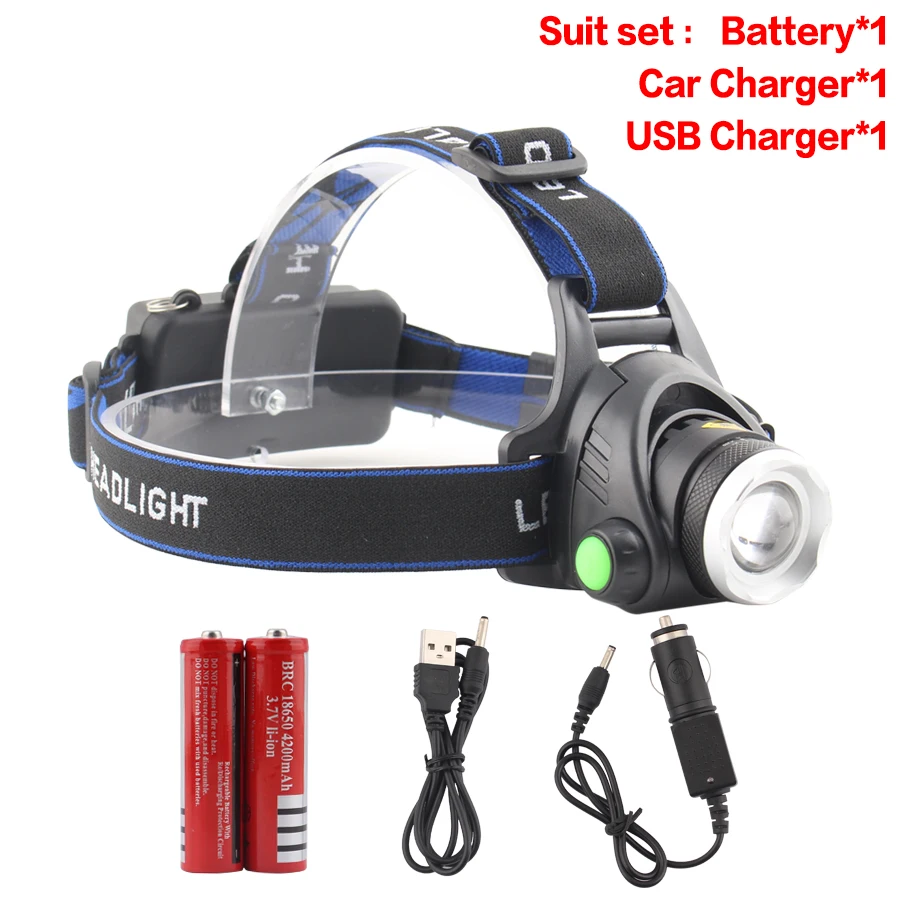 Headlamp torch light waterproof camping fishing 18650 battery charging Headlamps 1200LM T6 Bulbs lighting head light headlight - Испускаемый цвет: Option G