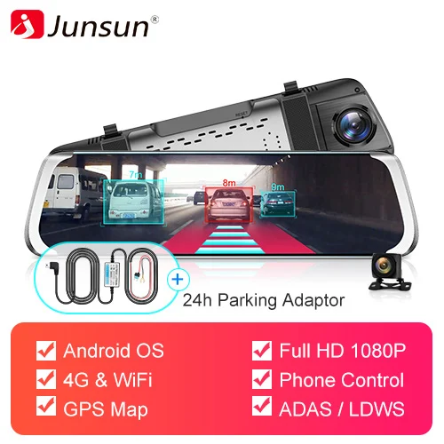 Junsun 4G видеокамера на ОС андроид для автомобиля 1" поток зеркало заднего вида Full HD 1080 P ADAS видеорегистратор Видео Регистраторы Авто регистратор Dashcam gps - Название цвета: A930 with F20