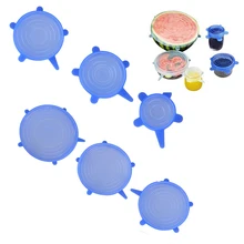 6 шт набор многоразовая силиконовая пищевая покрытие для крышки свежая сохраняющая Мягкая силиконовая крышка колпачки для еды кухонные аксессуары