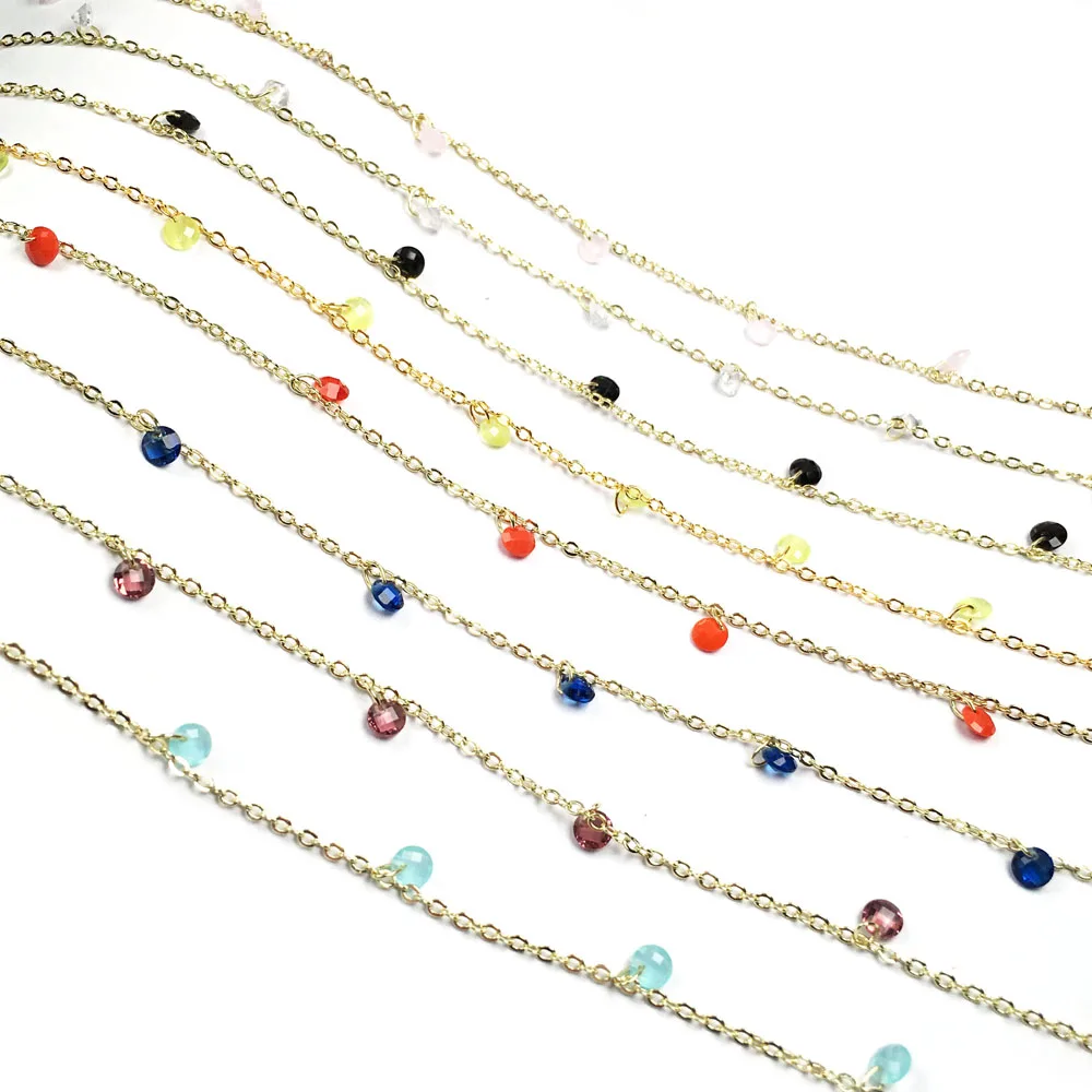 

1 Meter Handmade Gold Wire Wrapped Rosary Chain stone Beads Chains for Jewelry Making DIY Necklace Bracelet Anklet Accessories