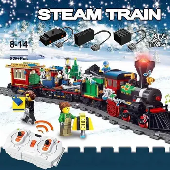 

New City Train Power-Driven Rail Train Compatible 10254 Winter Holiday RC Train Building Blocks Bricks Kids Christmas Gifts