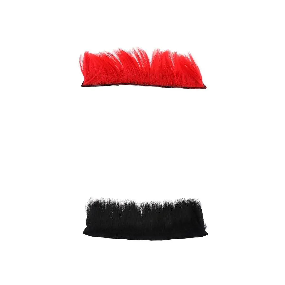 2x Racing Helmet Hawks Motorcycle Adhesive Mohawk Hair Patches Skinhead Costumes Wig , Red and Black