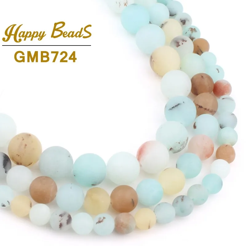 Натуральный Матовый камень голубой Amazon бусины с большим отверстием матовые для