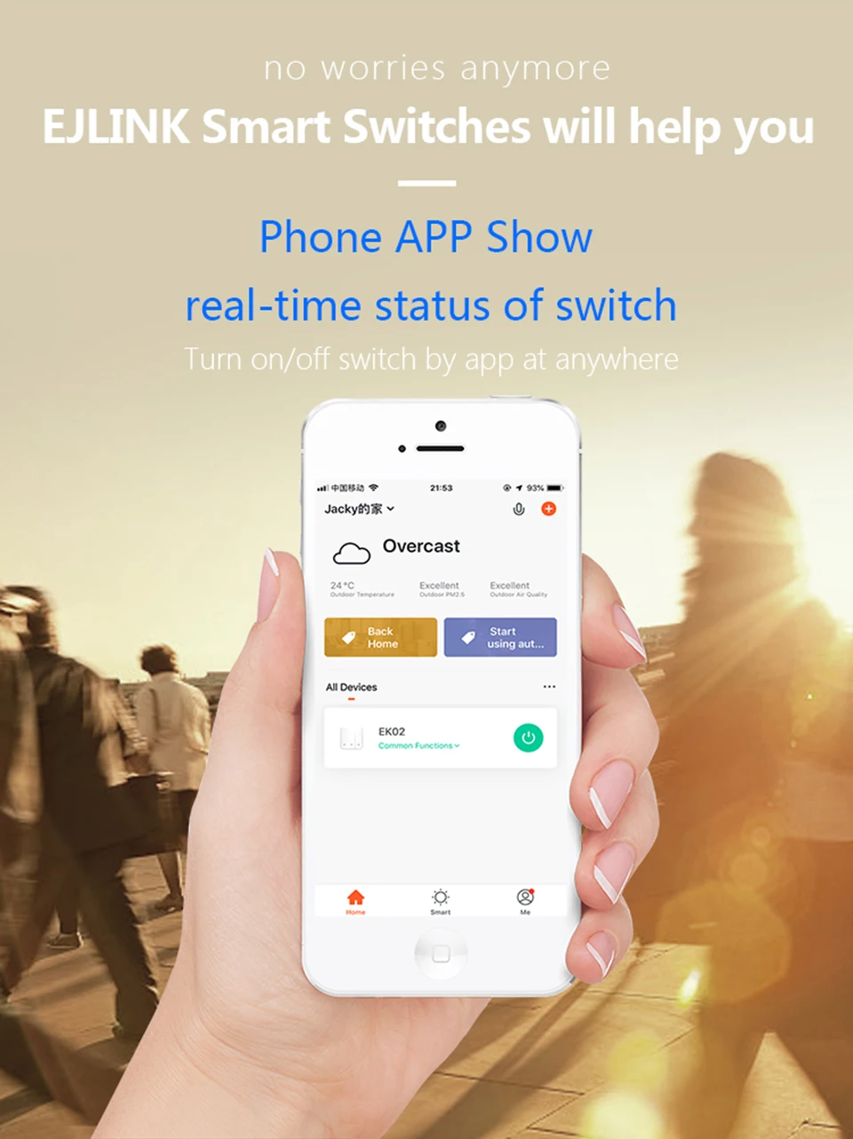 EJLINK Tuya Wifi Smart Switch Push Button Wall Light Switch 220V Smart Home Switch No Neutral Works With Alexa, Google Home (10)