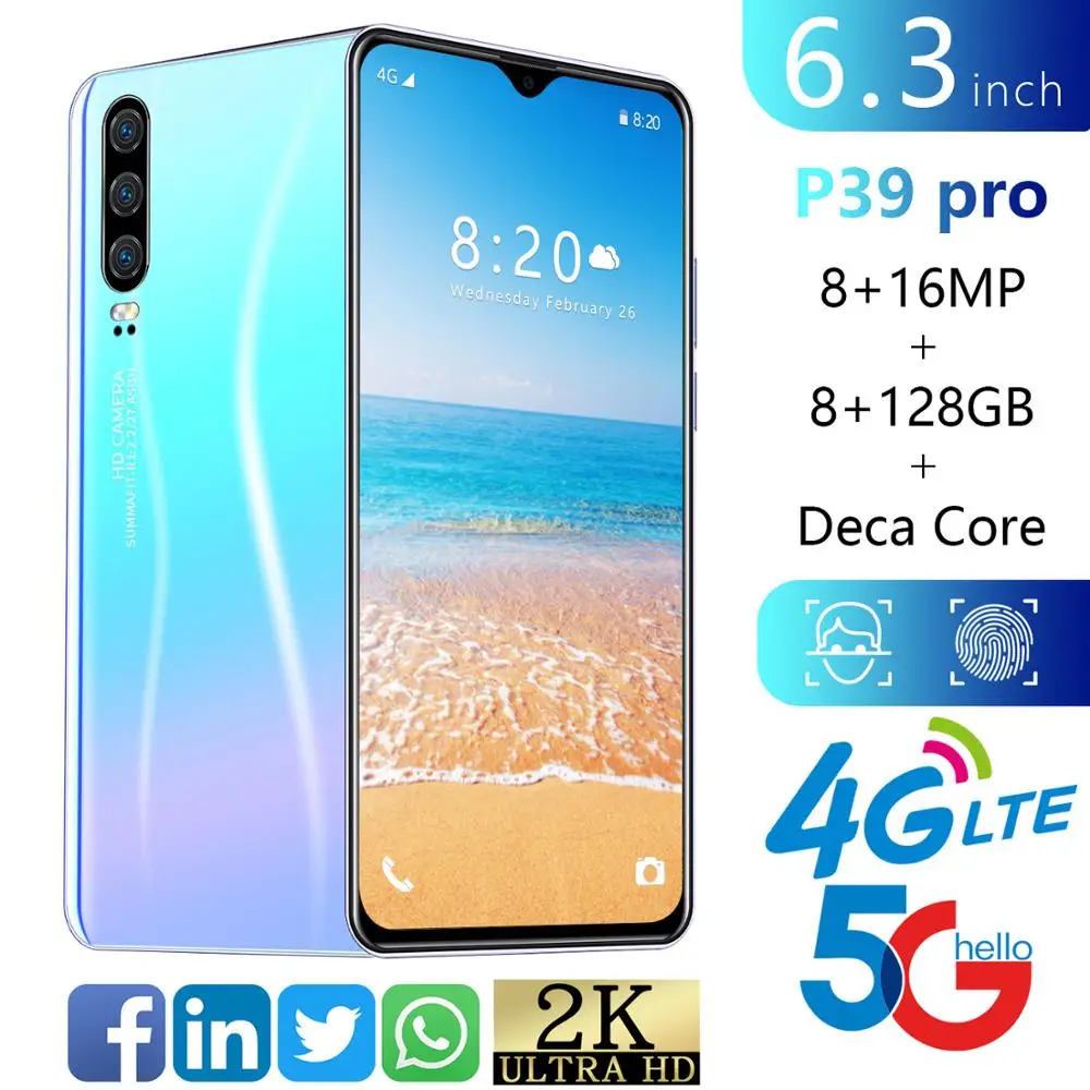 Global version 6.3 inch P39 pro Smart Android Core