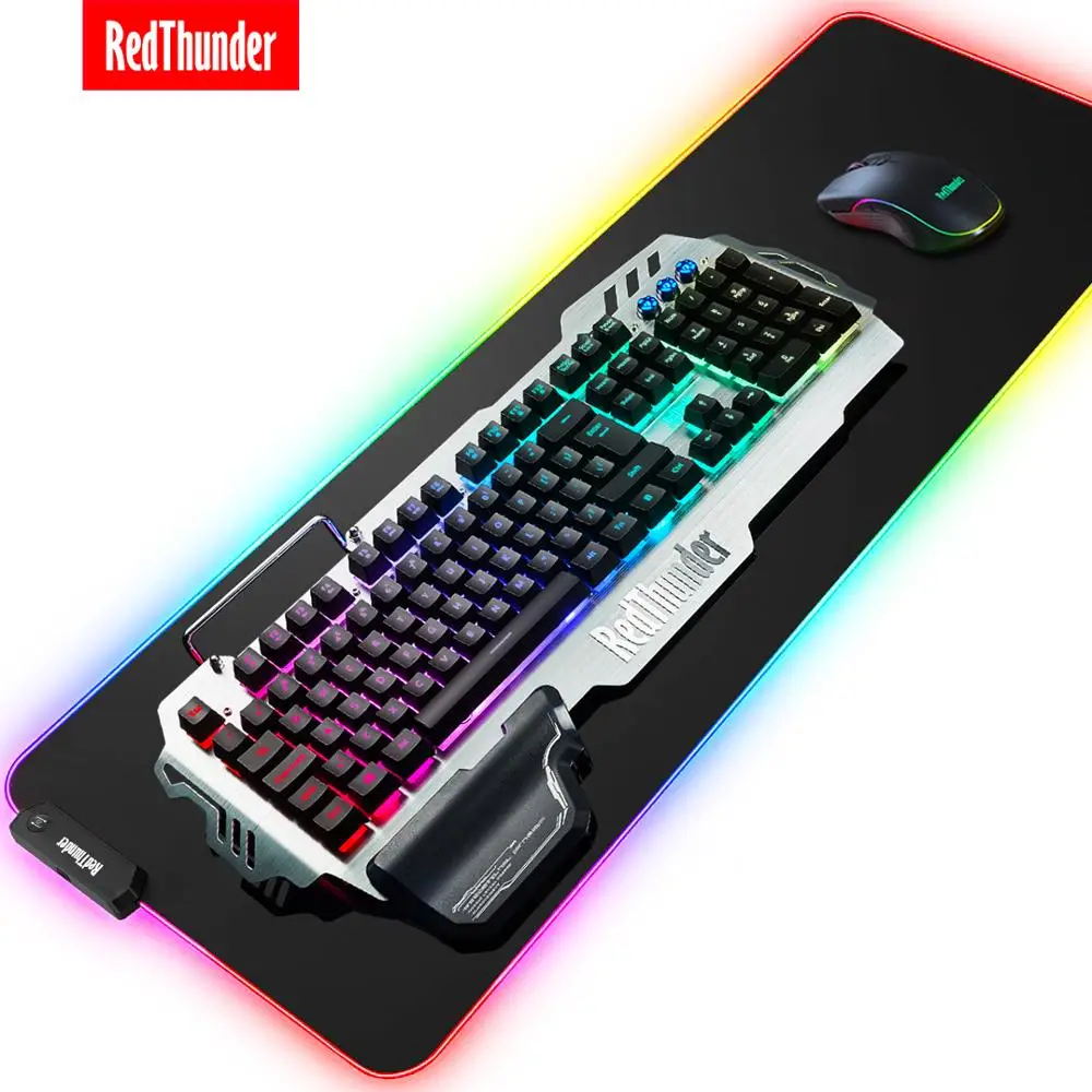 

RedThunder RGB backlight Metal style Gaming Keyboard Wired 6400 DPI Adjustable Gaming Mouse and RGB Gaming Mouse Pad combos