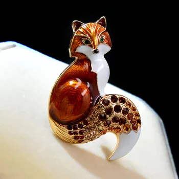 CINDY XIANG New Arrival Rhinestone Fox Brooches For Women Enamel Animal Pin Brooch 6 Colors Available Winter Design Coat Jewelry