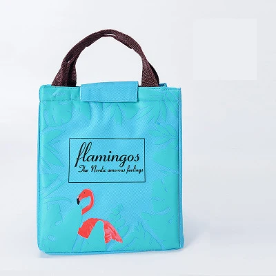 Новинка, Портативная сумка для обеда, Изолированная коробка для обеда, Портативная сумка для льда, сумка для обеда, школьная сумка для хранения еды, сумка-холодильник - Цвет: Sky blue flamingo