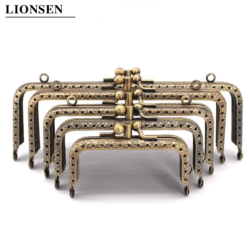 

LIONSEN Double layer DIY Metal Frame Purse for Clutch Coins Bag Handle Kiss Clasp Lock Accessories For Bag 8.5/10.5/12.5/15/18