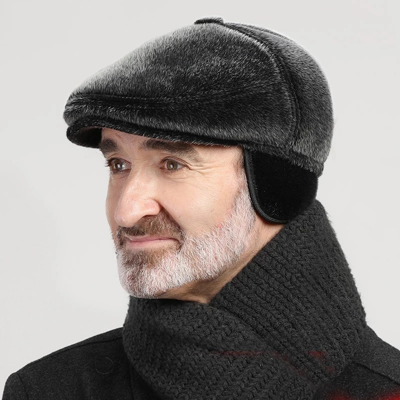 Earflaps Beret Dad Hat Winter Warm Hats 