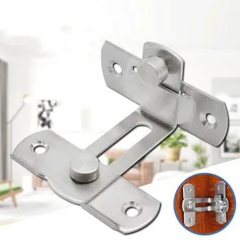 

1PC Durable 90 Degree Hasp Latches Stainless Steel Sliding Door Chain Locks Security Tools Hardware For Window Cabinet Hotel