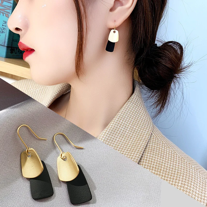 

New Fashion Round Dangle Drop Korean Earrings For Women Geometric Round Heart Gold Earring Wedding 2019 double eleven Jewelry