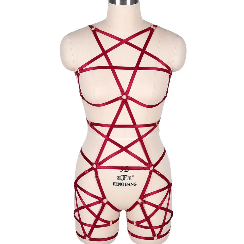 MLCN0125winered Бюстгальтер для женщин с прорезями, пояс с резинками, фетиш, бандаж, белье, вечерние, готический стиль - Цвет: MLCN0125winered
