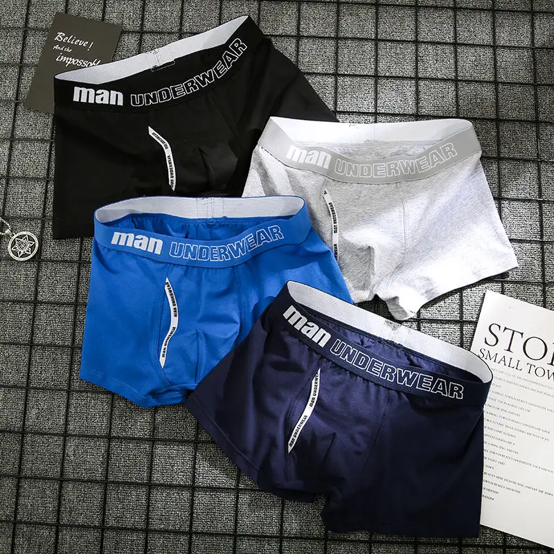 4pcs Boxer Mens Underwear Men Cotton Underpants Male Pure Men Panties Shorts Underwear Boxer Shorts  Cotton Solid Cuecas 365 sexy men's panties Boxers