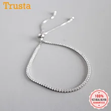 Trustdavis минималистичный 925 пробы Серебряный Ослепительный CZ коробка браслет цепочка для женщин Стерлинговое Серебро Свадебные украшения подарок DS2400