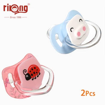 

Rikang 2pcs Baby Pacifier Holder Newborn Nipple Silicone Round Head Pacifiers with box Infant Soother Safely Baby care Supplies
