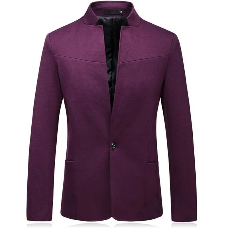 

Suit jacket men's solid color stand collar Slim suit jacket S-5XL quality fabric men's stand collar single button casual blazer