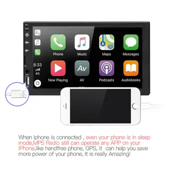 

7" HD 2 Din Autoradio Carplay Car Radio Bluetooth Android Auto Touch Screen Video MP5 Player USB TF ISO Stereo System