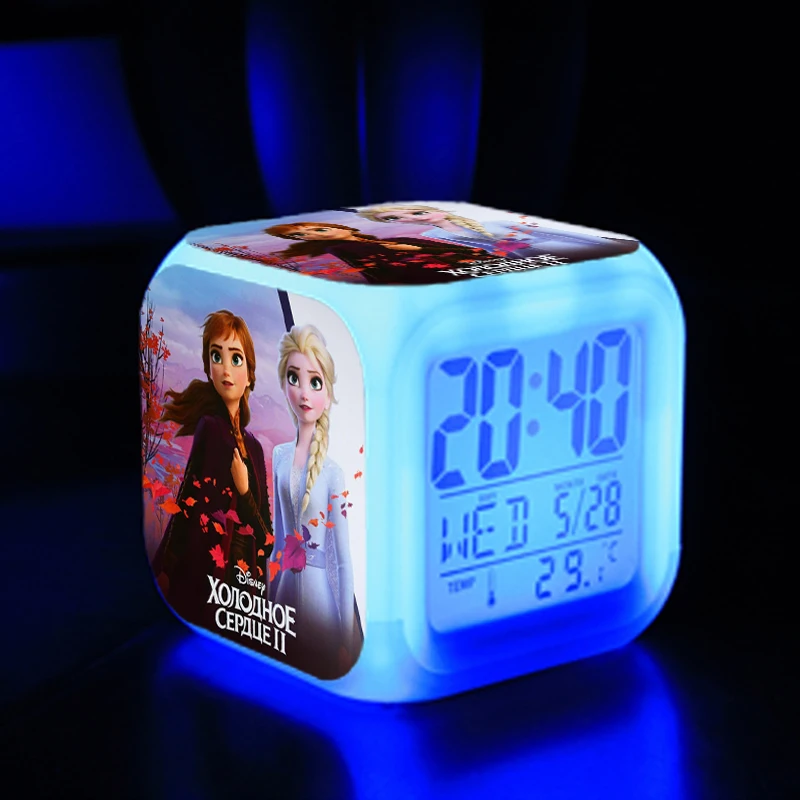 Цифровой детский будильник с изображением Эльзы и Анны, детские игрушки, светодиодный светильник Wekker Reveil - Цвет: 13