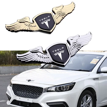 

Car Zinc Alloy Sticker Front Bonnet Emblem Badge Styling for Tesla ModelX Model3 Roadster ModelS Automobile Decal Accessories