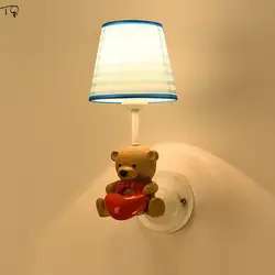 Современные милые простые Мультяшные полимерные светодиодные настенные лампы теплый медведь слон детская комната огни прикроватная