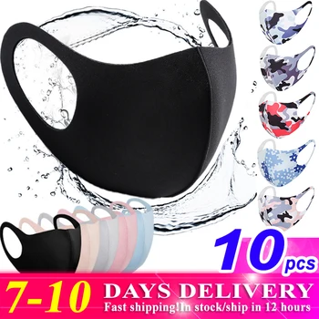 

Dropshipping 10pcs Reusable Washable Black Cotton Face Mask Adults Men Women Kid Children Facial Mascarias Para La Boca Mascaras