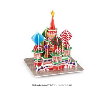 

World Famous modern building 3D puzzle architectures russia moscow Saint Basils Cathedral model education toys for children