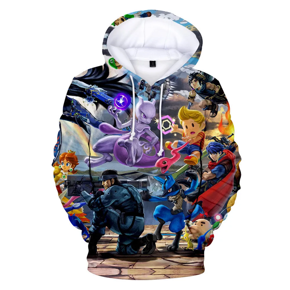 Толстовки с капюшоном для детей от 3 до 13 лет, игры Super Smash Bros. Толстовка с капюшоном и объемным рисунком; уличная куртка в стиле хип-хоп для мальчиков и девочек; детская одежда