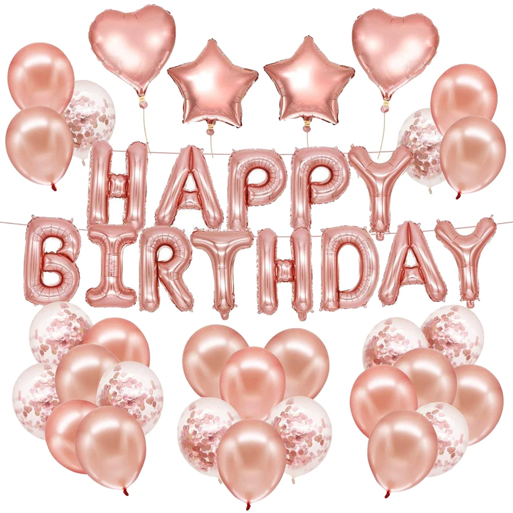 70 pièces décoration ballon ensemble or Rose décorations danniversaire ballons en Latex fête de poule de mariage