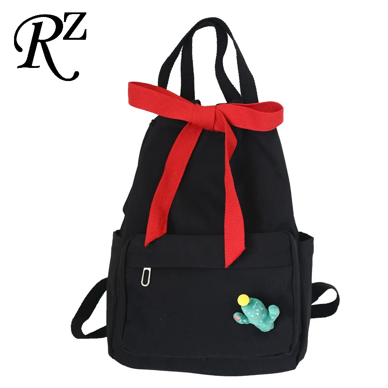 

Solid canvas women backpack Girly Shoulders Bag drawstring Top-handle Bags Korean version school bags cute travel bag