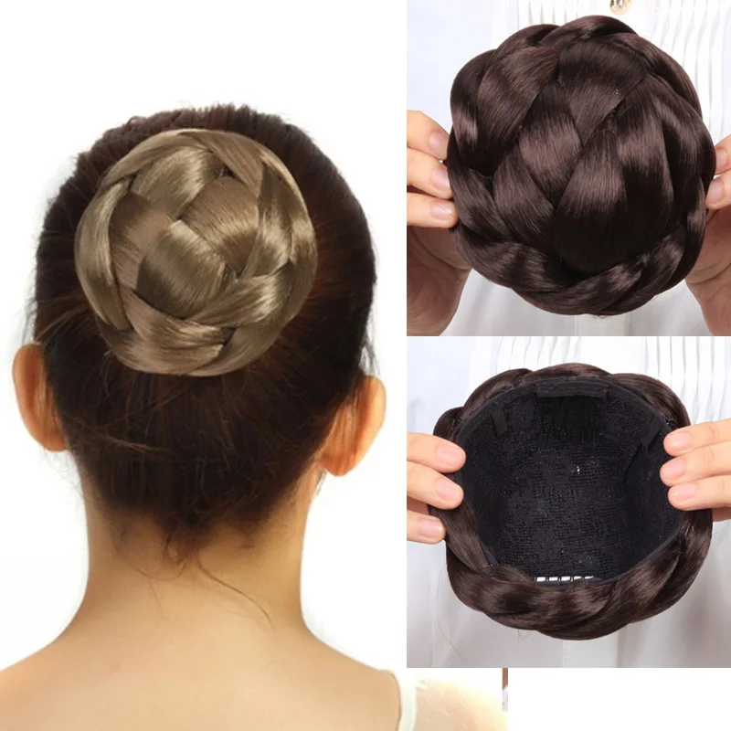 AOOSOO женский s Lady Chignon синтетический шиньон для создания прически clip-in волосы булочки расширение черный белый женский 3 цвета коричневый черный головной убор
