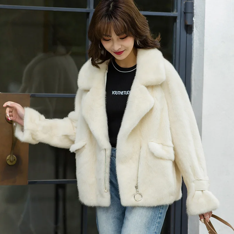 

100% Natural Mink Fur Coats Ladies Jackets Female Clothes Women Fur Coat Motorcycle Zip Winter Outwear Plus Size 4xl