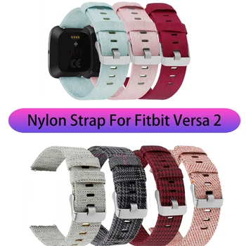 

Fashion Colorful Durable Nylon Canvas Woven Washable Fabric Replacement Wrist Strap For Fitbit Versa 2 Smart Watch Accessories