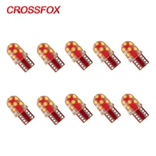 CROSSFOX 10x Автомобильный светодиодный T10 SMD12 W5W 194 светодиодный стояночный светильник для салона, клинообразный зазор, лицензионный светильник, белый, желтый, синий, красный