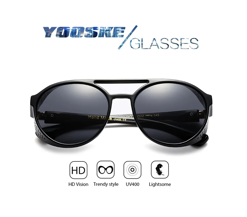 YOOSKE солнцезащитные очки для мужчин Ретро Хиппи очки круглые стимпанк Солнцезащитные очки Винтаж Мода трендовые товары