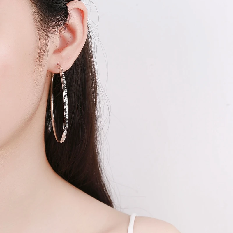 

925 Silver Needle New Womens Fashion Hoops Jewelry High Quality Exaggerate Simple Classic Hoop Earrings for Party Engagement
