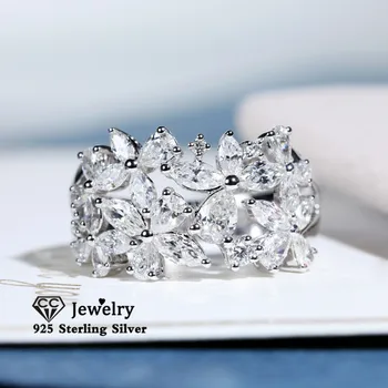 

CC Rings For Women Solid S925 Silver Petal Spin Cubic Zirconia Luxury Fine Jewelry Bridal Wedding Accessory Drop Shipping CC3146