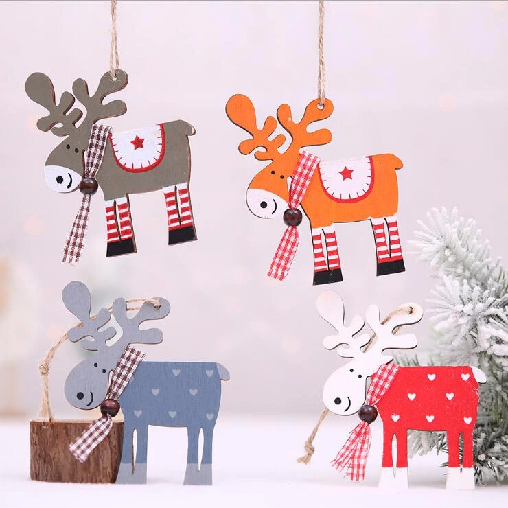 

2020 Christmas Decoration For Home Door Santa Snowman Grand Tree Christmas Gift Xmas wooden Ornament Pendant Navidad Natale