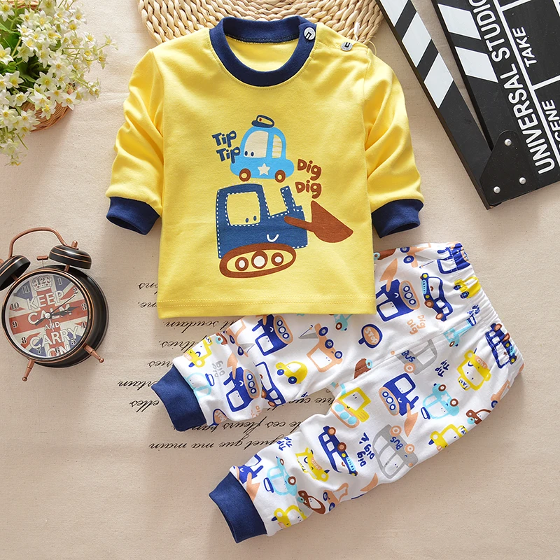 Осень 2020 одежда для маленьких мальчиков детские пижамы Топ с длинным рукавом и