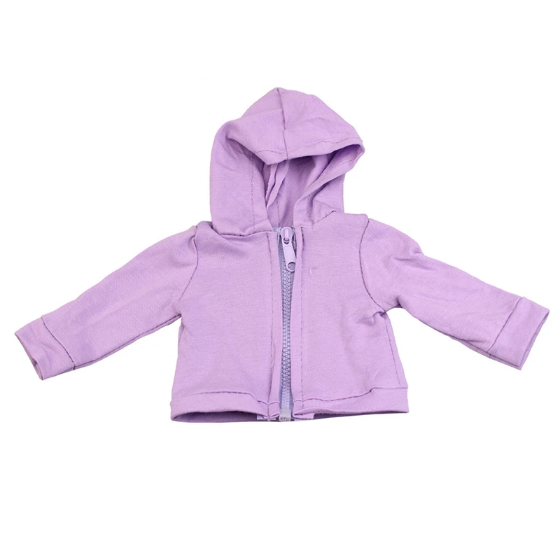 Фиолетовая модная куртка на молнии со шляпой, 5 цветов, штаны, Детская Одежда для кукол 18 дюймов, 43 см, аксессуары для новорожденных, подарок для девочки