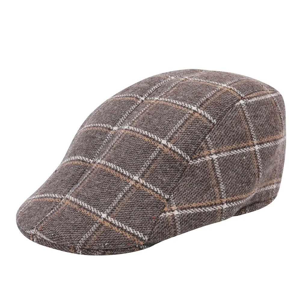 Men Women Plaid Soft Retro Hats Casul Large plaid color stripes Breathable Winter Warm Comfort Beret Femme Takes A Female Winter