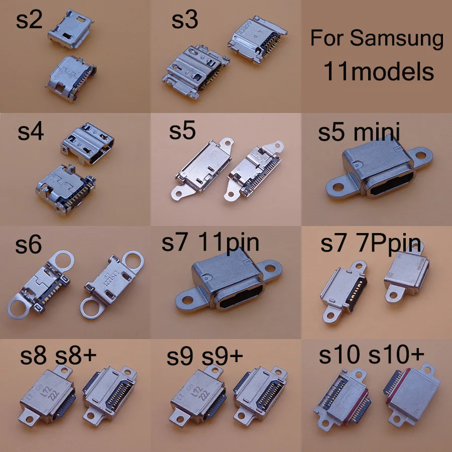 1 шт. новый разъем питания Micro USB для Samsung Galaxy S2 S3 S4 S5 S6 S7 7pin 11pin S8 S9 S10 Plus