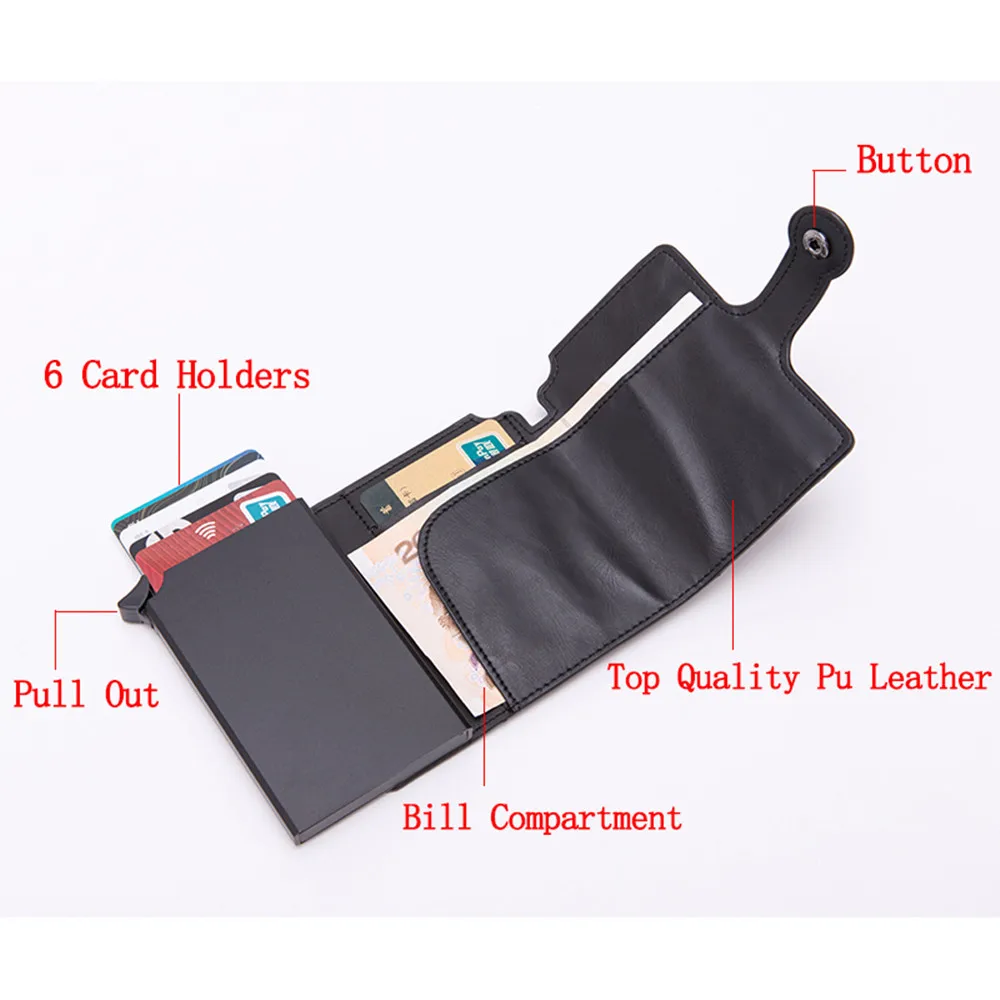 Bycobecy модный кошелек RFID из искусственной кожи, винтажный держатель для карт, мужской и женский кошелек, кошельки из углеродного волокна, чехол