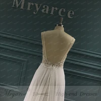 Mryarce Exclusive lace Beading Flowing Chiffon Side Split Beach Wedding Dress Open Back Bridal Gowns 2