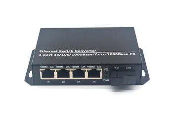 

Ethernet Switch Converter 4-Port 10/100/1000Base-Tx to 1000Base-Fx Single mode Dual fiber 1310nm 20KM AC power supply