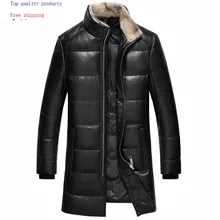 Натуральная кожа, мужская зимняя куртка из овчины, мужской пуховик с воротником из натурального меха норки, Cuero Genuino 61I7023 YY292