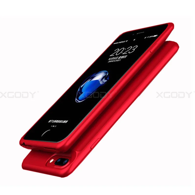 red XGODY батарея чехол для iPhone 6P 6SP 7P 8P Силиконовый противоударный аккумулятор зарядное устройство чехол 3700 мАч тонкий внешний аккумулятор чехол - Цвет: red
